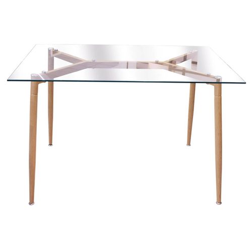 Pack Table En Verre + 4 Chaises Gris Chiné Foncé - Verana