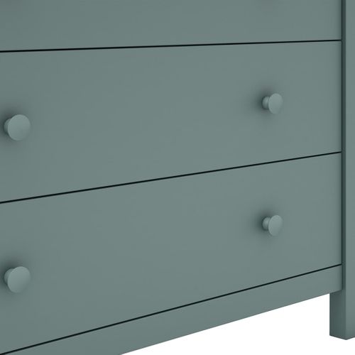 Commode 3 Tiroirs En Pin Massif Vert Pétrole - Dava