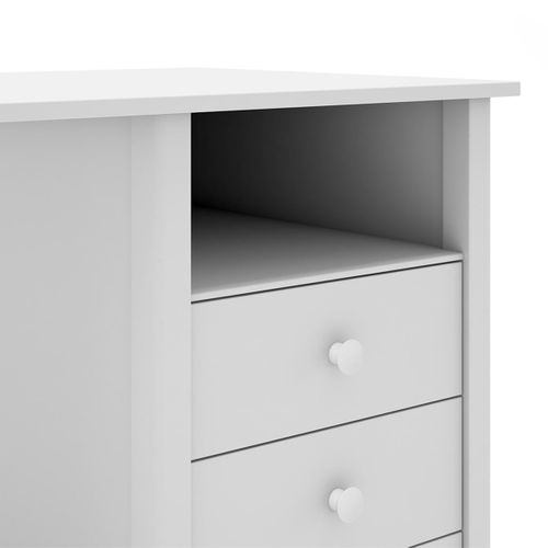 Bureau 3 Tiroirs En Pin Massif Blanc - Dava