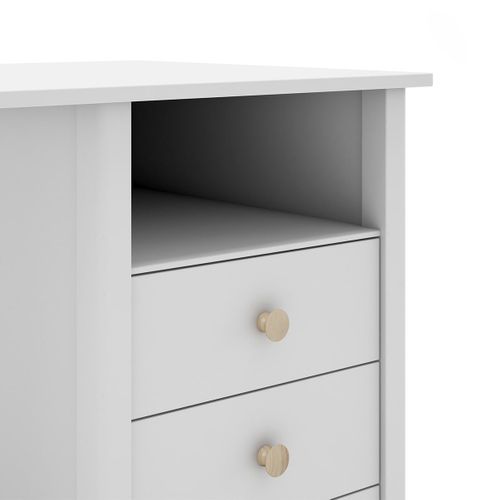 Bureau 3 Tiroirs En Pin Massif Blanc - Dava