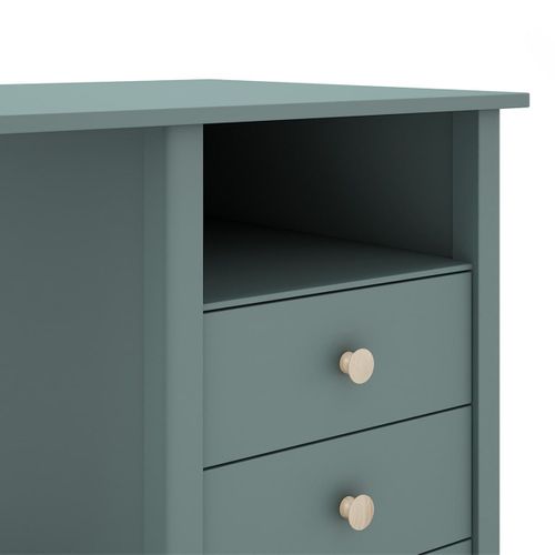 Bureau 3 Tiroirs En Pin Massif Vert Pétrole - Dava