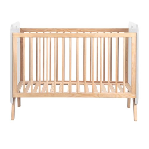 Lit Bébé 60x120cm En Mdf Et Pin Massif Coloris Blanc Et Naturel - Eiffa