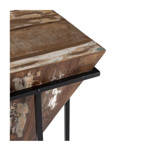 Table D'appoint H.56cm Pyramide Inversée Bois Massif Et Métal Noir - Findy