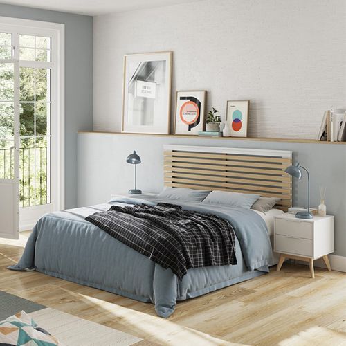 Pack Lit 140x190cm + 2 Chevets 2 Tiroirs Pin Naturel Et Blanc Scandinave - Laupell