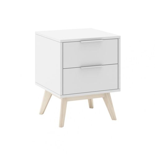 Pack Lit 140x190cm + 2 Chevets 2 Tiroirs Pin Naturel Et Blanc Scandinave - Laupell