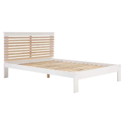 Pack Lit 140x190cm + 2 Chevets 3 Tiroirs Pin Naturel Et Blanc Scandinave - Laupell