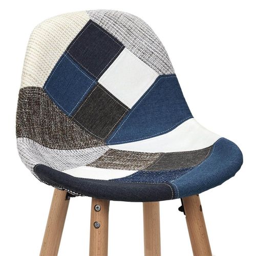 Lot De 2 Tabourets Patchwork Bleu Et Gris - Damas