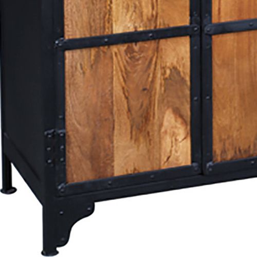 Armoire 2 Portes En Bois De Récupération Et Acier Noir - Bosque
