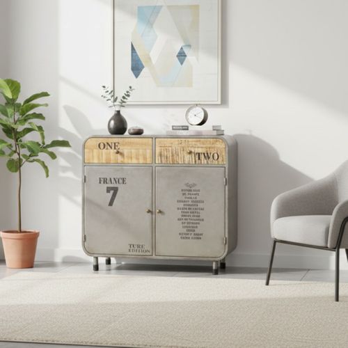 Bahut 2 Portes 2 Tiroirs En Acier Et Manguier - Tohu