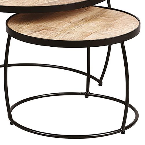 Lot De 2 Tables Basses Gigognes Métal Et Bois - Gizem