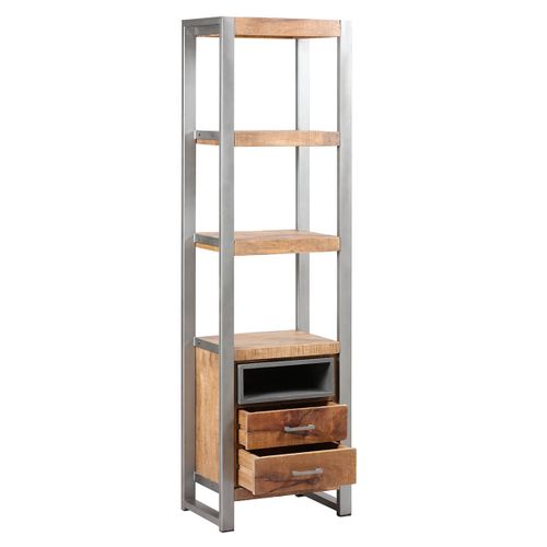 Etagère Multi-rangements Bois Et Acier Patiné - Palissa