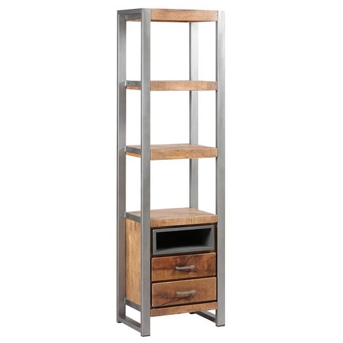 Etagère Multi-rangements Bois Et Acier Patiné - Palissa