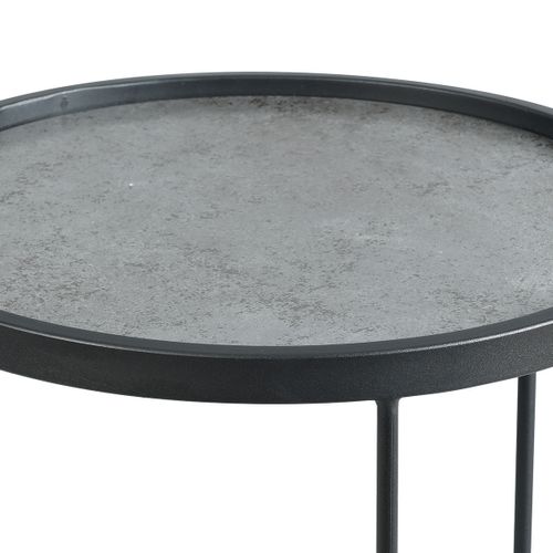 Table D'appoint Ronde Ø36cm Aspect Céramique Grise - Keria