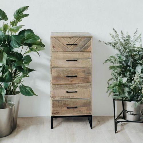 Chiffonnier 5 Tiroirs En Manguier Massif - Manko