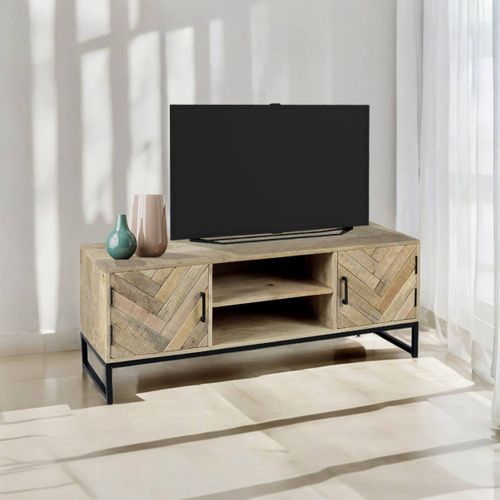 Meuble TV 2 Portes 2 Niches En Manguier Massif - Manko