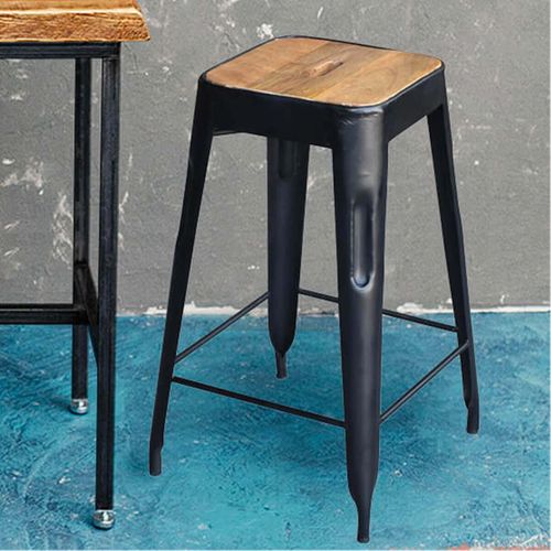 Lot De 2 Tabourets Industriels Bois Et Acier H64cm - Steve