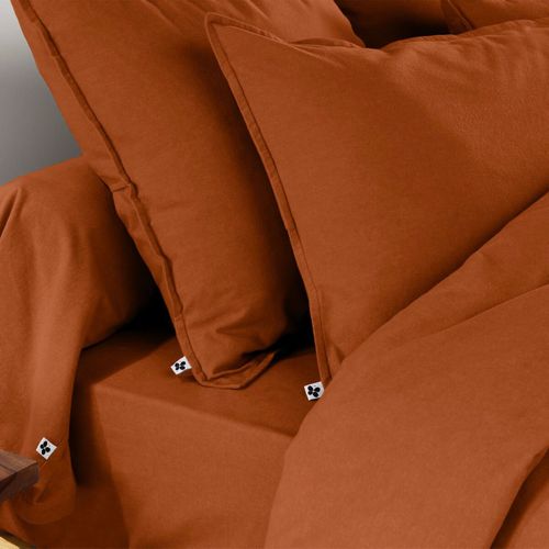 Taie D'oreiller 50x70cm Flanelle De Coton Coloris Tomette - Hedda