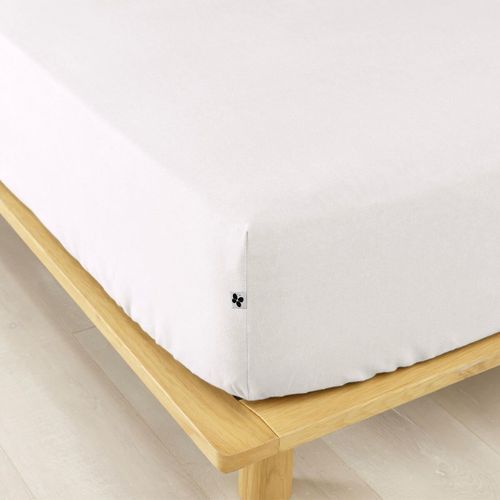 Drap Housse 140x190cm Flanelle De Coton Coloris Neige - Hedda