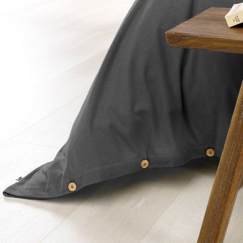 Housse De Couette 260x240cm Flanelle De Coton Coloris Orage - Hedda