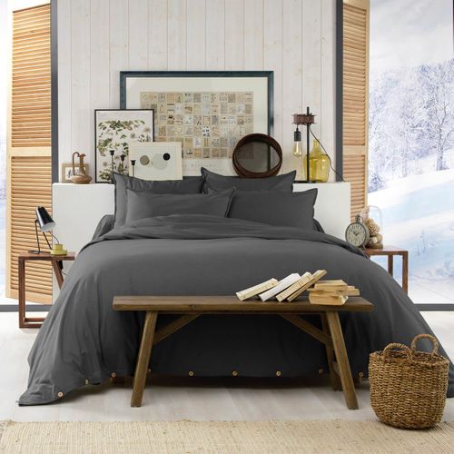 Housse De Couette 260x240cm Flanelle De Coton Coloris Orage - Hedda