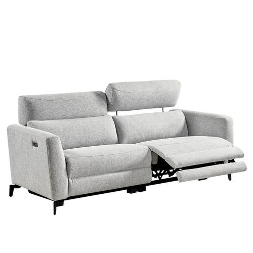 Canapés Relax 3 Places Electrique Et 2 Places Fixe Gris Clair - Mumbai