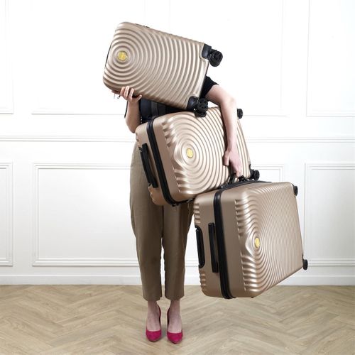 Lot De 3 Valises Rigides Beige Avec Roues Pivotantes 360° Et Cadenas Sécurisé à Code - Helen