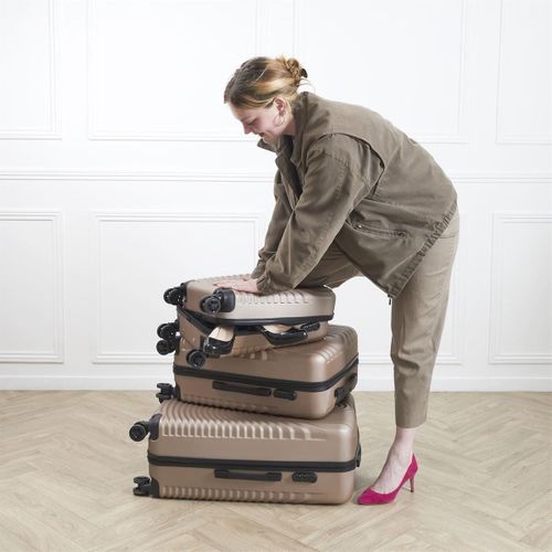 Lot De 3 Valises Rigides Beige Avec Roues Pivotantes 360° Et Cadenas Sécurisé à Code - Helen