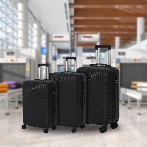 Lot De 3 Valises Rigides Noires Avec Motif Spiral - Helen