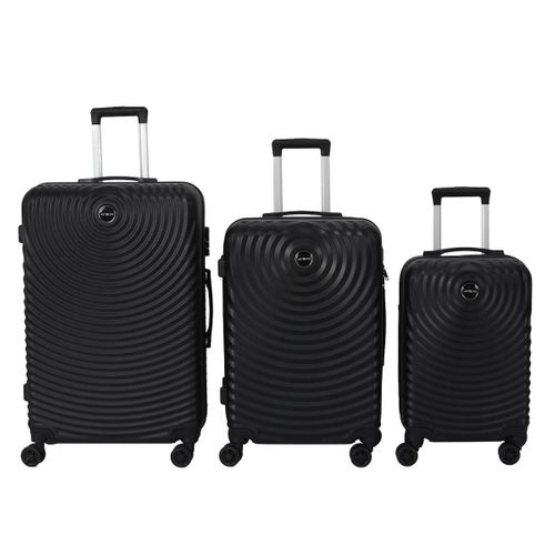 Lot De 3 Valises Rigides Noires Avec Motif Spiral - Helen