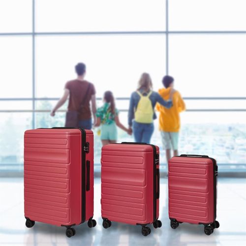 Lot De 3 Valises Rigides Rouge Corail Avec Roues Pivotantes 360°, Cadenas Sécurisé à Code - Helen