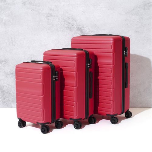 Lot De 3 Valises Rigides Rouge Corail Avec Roues Pivotantes 360°, Cadenas Sécurisé à Code - Helen