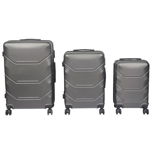 Lot De 3 Valises Rigides Londres Grises Avec Roues Pivotantes 360° Et Cadenas Sécurisé à Code - Hel