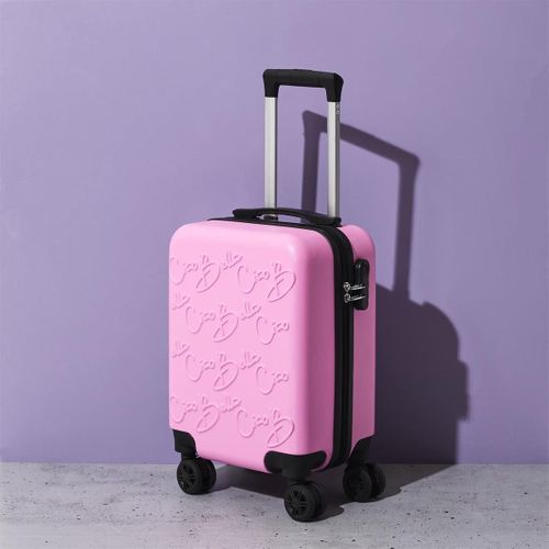Valise Cabine Embossée Rose 29l Avec Coque Rigide Abs, Roues Pivotantes 360°, Cadenas à Code, Poign