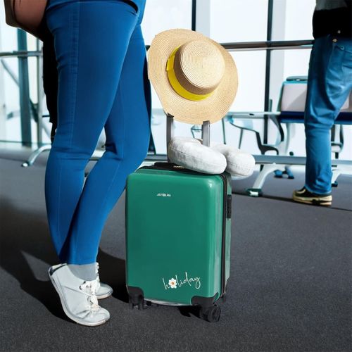 Valise Cabine Verte 28l Rigide En Polycarbonate Avec Roues Pivotantes 360° Et Cadenas Sécurisé à Co