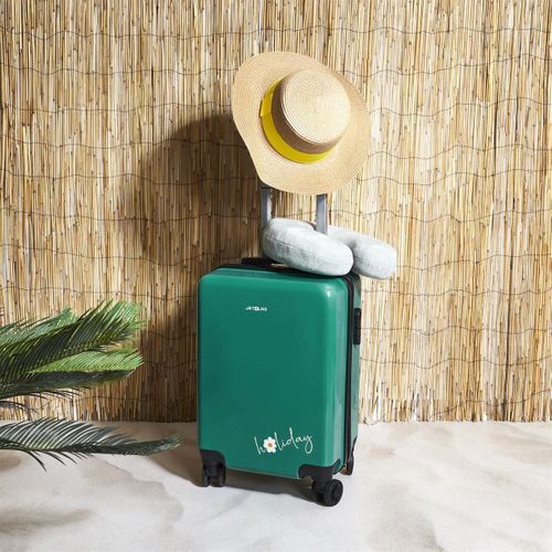 Valise Cabine Verte 28l Rigide En Polycarbonate Avec Roues Pivotantes 360° Et Cadenas Sécurisé à Co