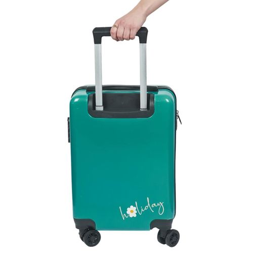 Valise Cabine Verte 28l Rigide En Polycarbonate Avec Roues Pivotantes 360° Et Cadenas Sécurisé à Co