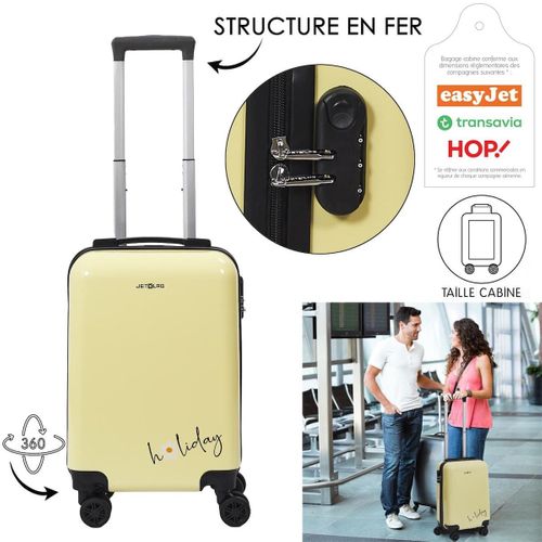 Valise Cabine Jaune 28l Rigide En Polycarbonate Avec Roues Pivotantes 360° Et Cadenas Sécurisé à Co