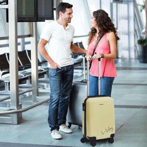 Valise Cabine Jaune 28l Rigide En Polycarbonate Avec Roues Pivotantes 360° Et Cadenas Sécurisé à Co