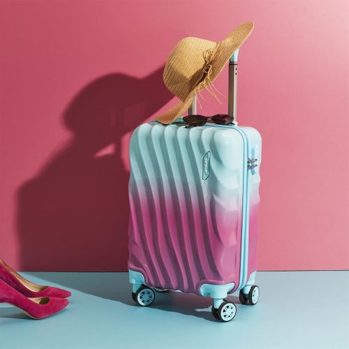 Valise Cabine Bicolore Bleu Et Violet 35l Rigide En Abs Avec Roues Pivotantes 360° Et Cadenas Sécur