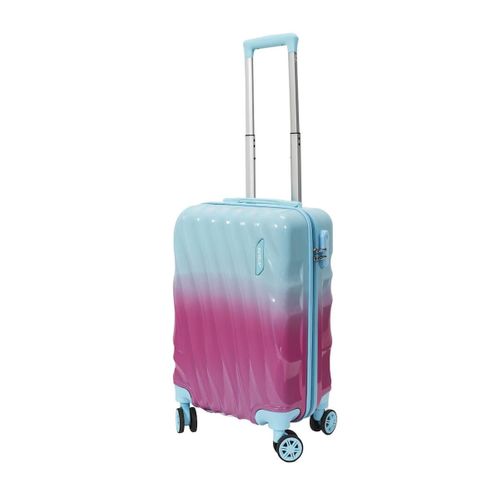 Valise Cabine Bicolore Bleu Et Violet 35l Rigide En Abs Avec Roues Pivotantes 360° Et Cadenas Sécur