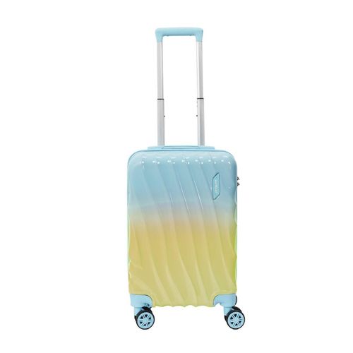 Valise Cabine Bicolore Bleu Et Jaune 35l Rigide En Abs Avec Roues Pivotantes 360° Et Cadenas Sécuri