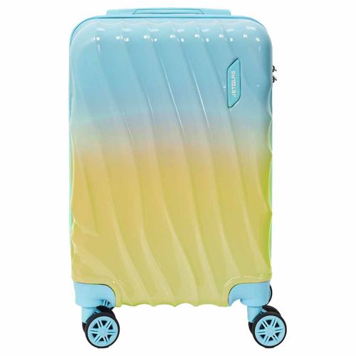 Valise Cabine Bicolore Bleu Et Jaune 35l Rigide En Abs Avec Roues Pivotantes 360° Et Cadenas Sécuri