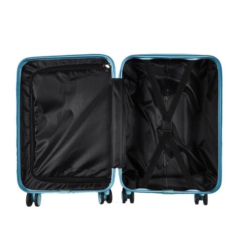 Valise Cabine Bicolore Bleu Et Jaune 35l Rigide En Abs Avec Roues Pivotantes 360° Et Cadenas Sécuri