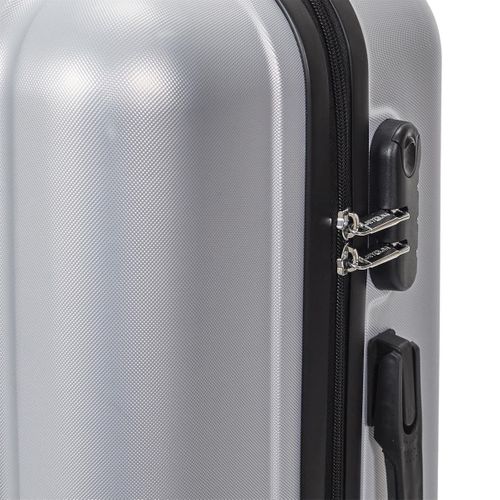 Lot De 5 Valises Rigides Argent (18l-100l) Avec Vanity, Roues Pivotantes 360°, Poignée De Traction