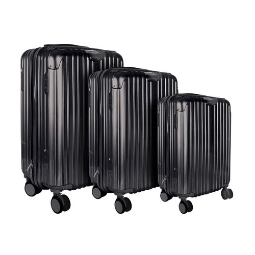 Lot De 3 Valises Noir - 49l 65l 105l, Coque Rigide En Polycarbonate, Roues Pivotantes 360°, Cadenas