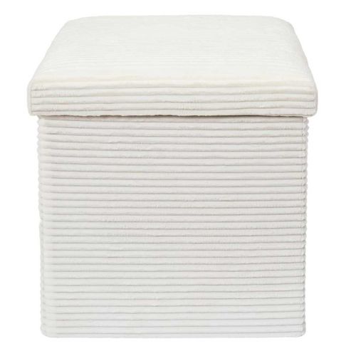 Pouf Coffre Pliable Côtelé Beige 38x38 Cm - Amory
