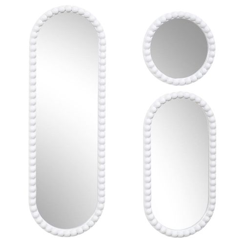 Lot De 3 Miroirs Blanc 75x25 Cm / 50x25 Cm / Ø25 Cm - - Toris