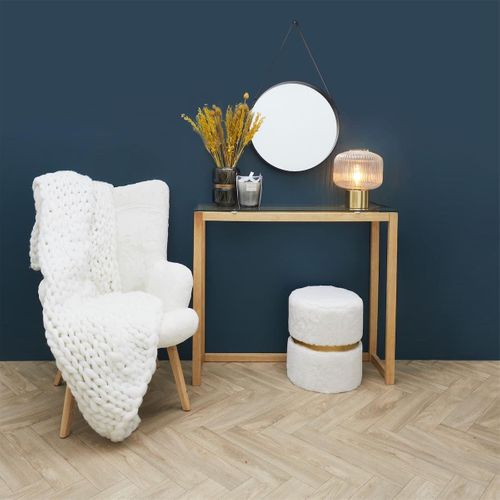 Miroir Rond Avec Anse Pu Noir Ø40 Cm - Abram
