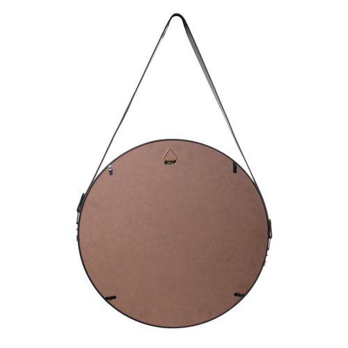 Miroir Rond Avec Anse Pu Noir Ø40 Cm - Abram