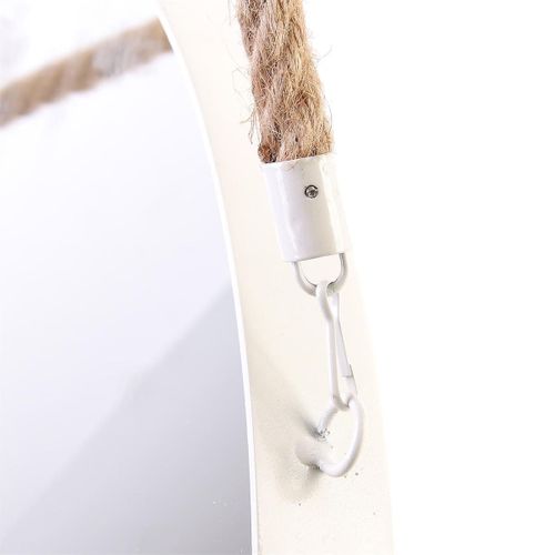 Miroir Rond Avec Anse En Jonc Contour Blanc D.50 Cm - Abram